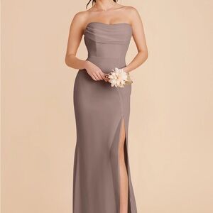 Birdie Grey Mira Elegant Strapless Gray Evening Gown